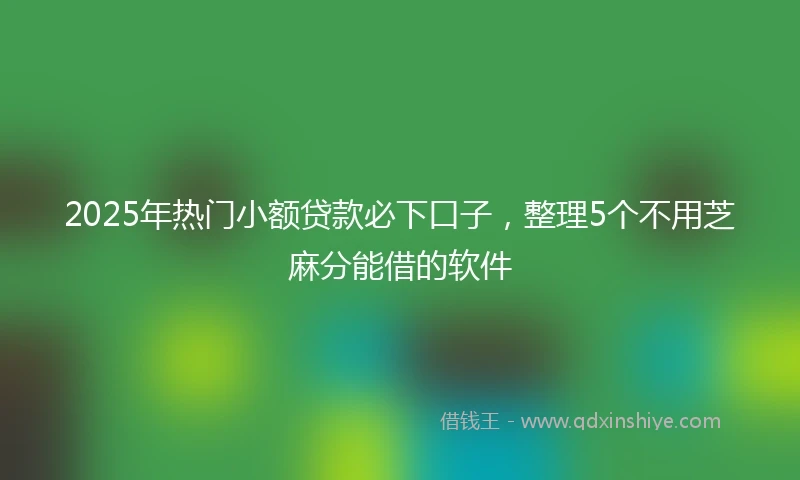 2025年热门小额贷款必下口子，整理5个不用芝麻分能借的软件
