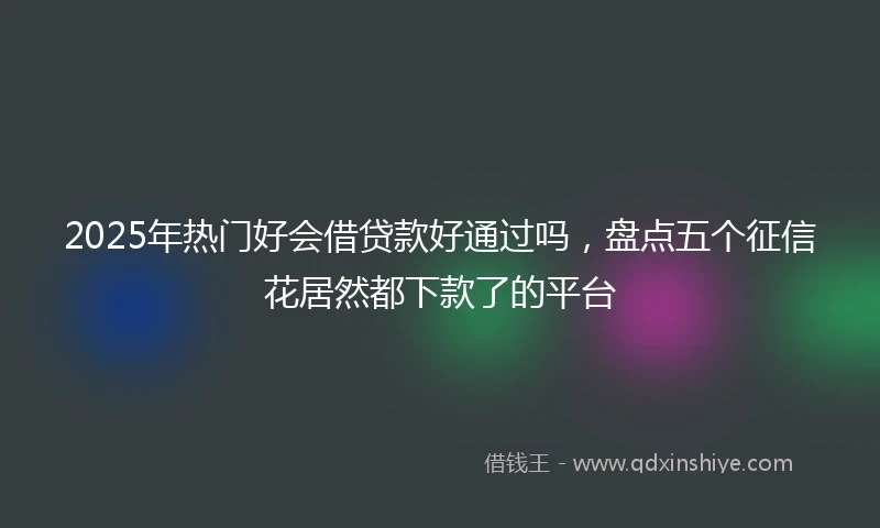 2025年热门好会借贷款好通过吗，盘点五个征信花居然都下款了的平台