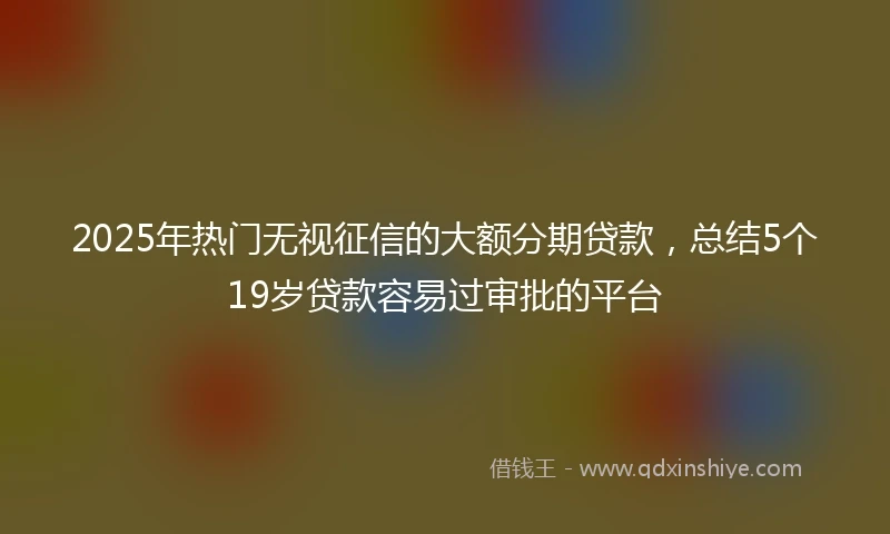2025年热门无视征信的大额分期贷款，总结5个19岁贷款容易过审批的平台
