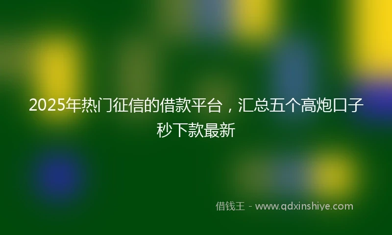 2025年热门征信的借款平台，汇总五个高炮口子秒下款最新