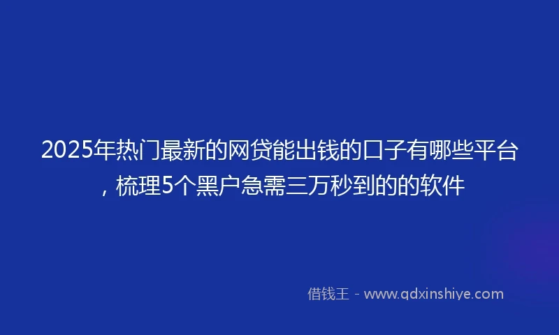 2025年热门最新的网贷能出钱的口子有哪些平台，梳理5个黑户急需三万秒到的的软件