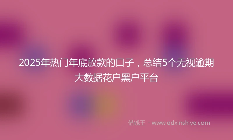 2025年热门年底放款的口子，总结5个无视逾期大数据花户黑户平台