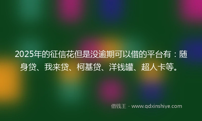 2025年的征信花但是没逾期可以借的平台有：随身贷、我来贷、柯基贷、洋钱罐、超人卡等。