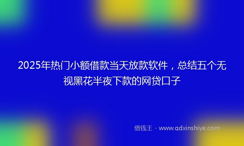 2025年热门小额借款当天放款软件，总结五个无视黑花半夜下款的网贷口子