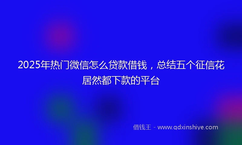 2025年热门微信怎么贷款借钱，总结五个征信花居然都下款的平台