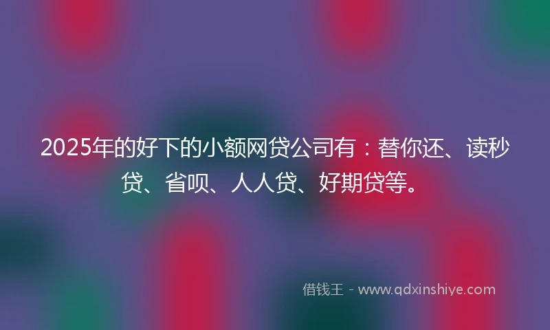 2025年的好下的小额网贷公司有：替你还、读秒贷、省呗、人人贷、好期贷等。