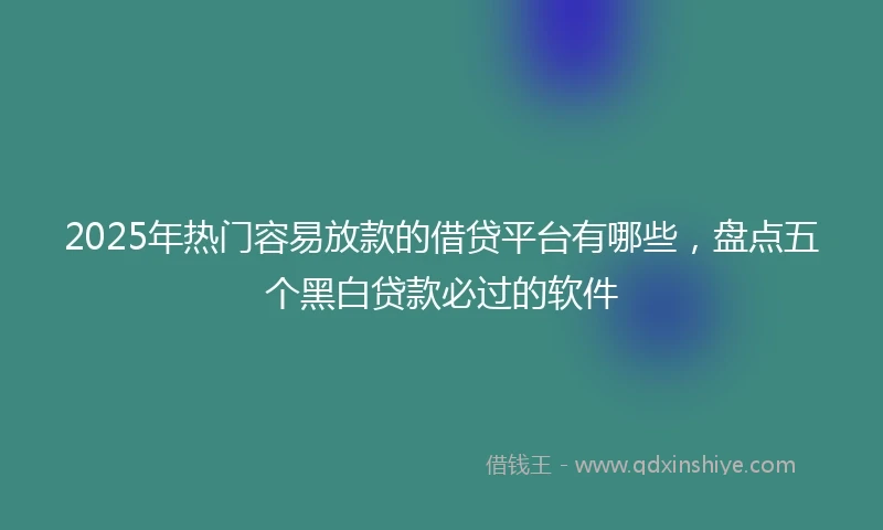 2025年热门容易放款的借贷平台有哪些，盘点五个黑白贷款必过的软件