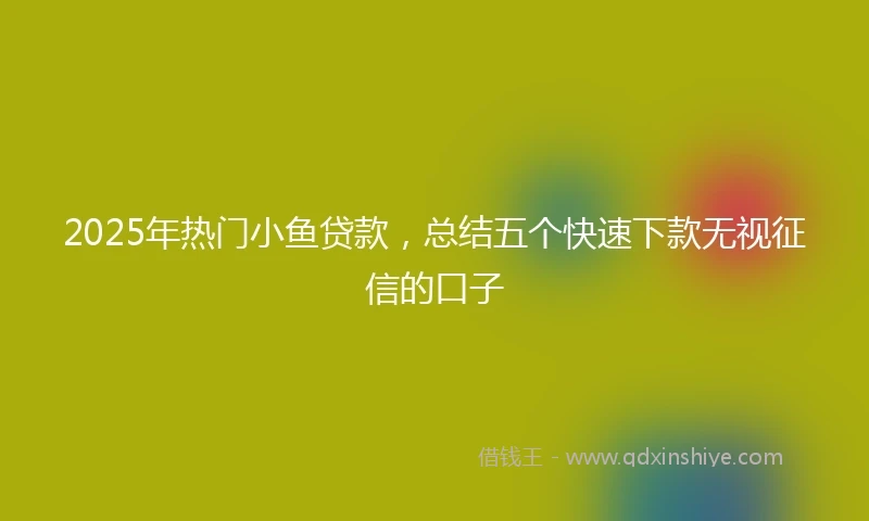 2025年热门小鱼贷款，总结五个快速下款无视征信的口子