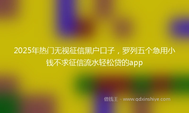 2025年热门无视征信黑户口子，罗列五个急用小钱不求征信流水轻松贷的app