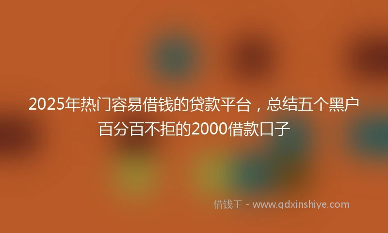 2025年热门容易借钱的贷款平台，总结五个黑户百分百不拒的2000借款口子
