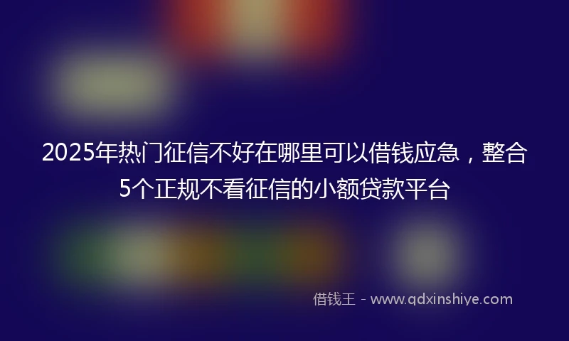 2025年热门征信不好在哪里可以借钱应急，整合5个正规不看征信的小额贷款平台