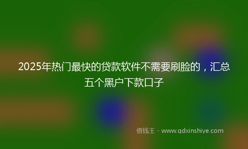 2025年热门最快的贷款软件不需要刷脸的，汇总五个黑户下款口子