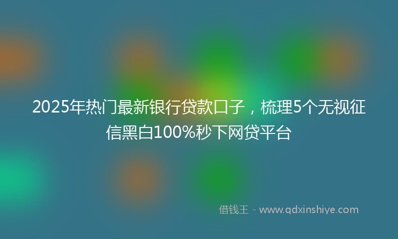 2025年热门最新银行贷款口子，梳理5个无视征信黑白100%秒下网贷平台