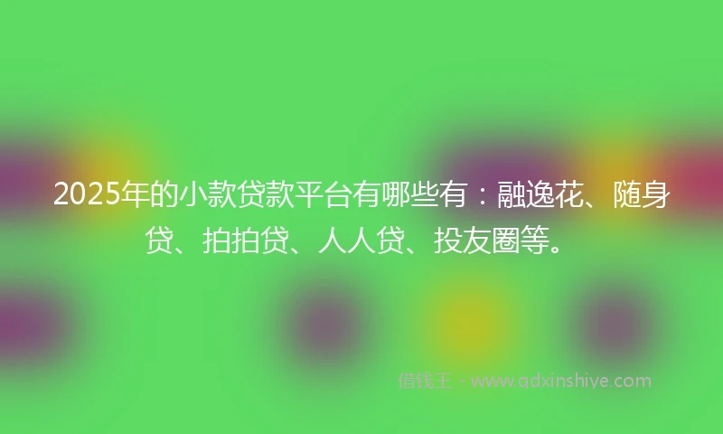 2025年的小款贷款平台有哪些有：融逸花、随身贷、拍拍贷、人人贷、投友圈等。