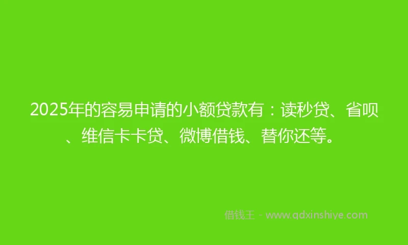 2025年的容易申请的小额贷款有:读秒贷、省呗、维信卡卡贷、微博借钱、替你还等。
