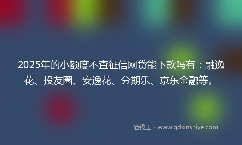 2025年的小额度不查征信网贷能下款吗有：融逸花、投友圈、安逸花、分期乐、京东金融等。