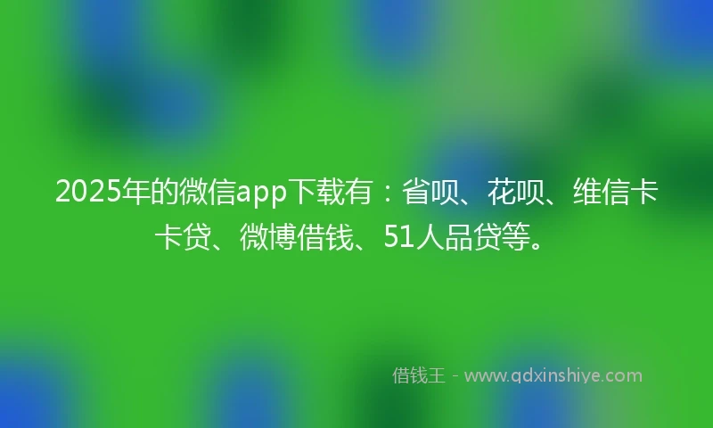2025年的微信app下载有：省呗、花呗、维信卡卡贷、微博借钱、51人品贷等。