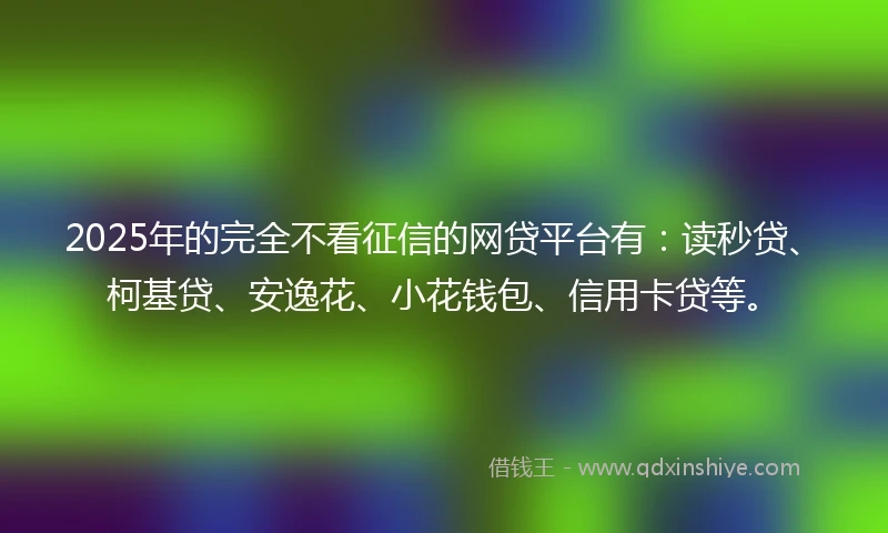 2025年的完全不看征信的网贷平台有：读秒贷、柯基贷、安逸花、小花钱包、信用卡贷等。