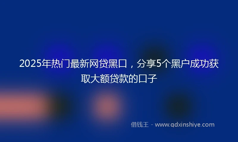 2025年热门最新网贷黑口，分享5个黑户成功获取大额贷款的口子