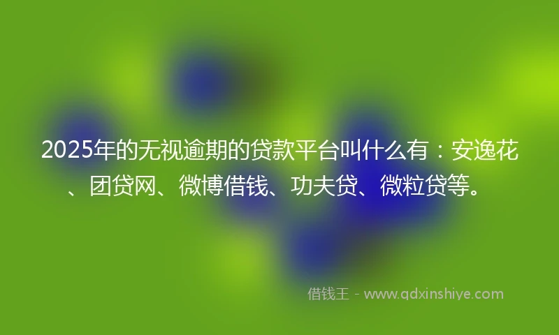 2025年的无视逾期的贷款平台叫什么有：安逸花、团贷网、微博借钱、功夫贷、微粒贷等。