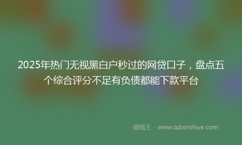 2025年热门无视黑白户秒过的网贷口子，盘点五个综合评分不足有负债都能下款平台