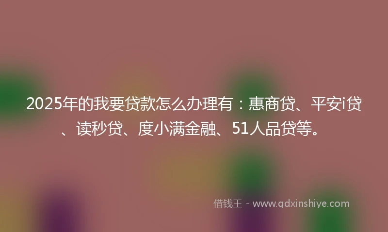 2025年的我要贷款怎么办理有：惠商贷、平安i贷、读秒贷、度小满金融、51人品贷等。