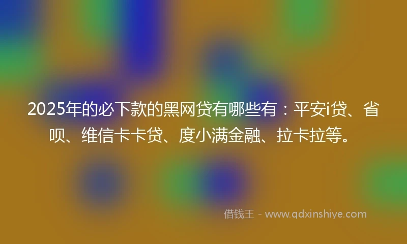 2025年的必下款的黑网贷有哪些有：平安i贷、省呗、维信卡卡贷、度小满金融、拉卡拉等。