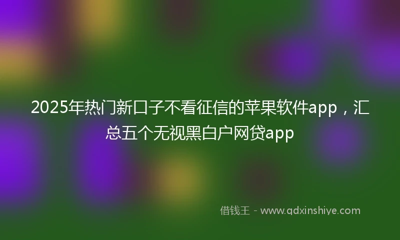 2025年热门新口子不看征信的苹果软件app，汇总五个无视黑白户网贷app