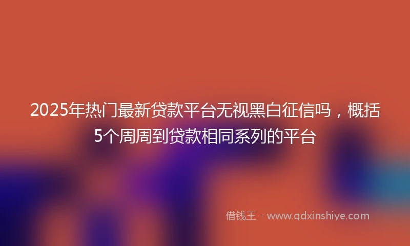 2025年热门最新贷款平台无视黑白征信吗，概括5个周周到贷款相同系列的平台