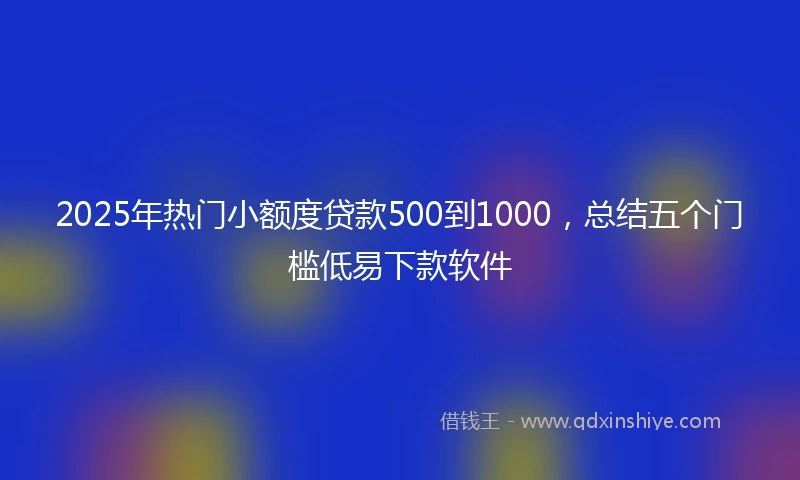 2025年热门小额度贷款500到1000，总结五个门槛低易下款软件