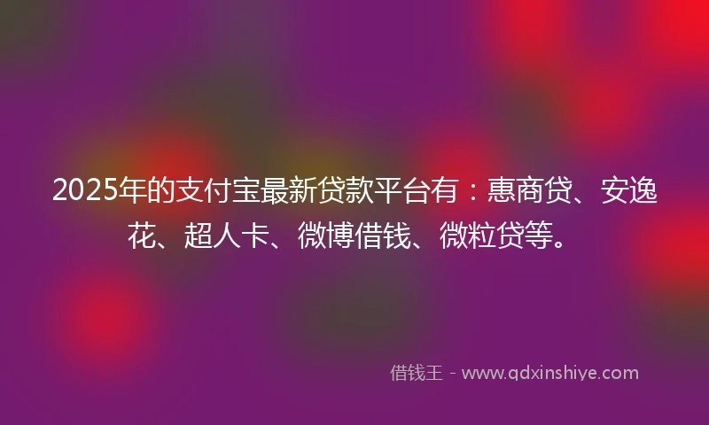 2025年的支付宝最新贷款平台有：惠商贷、安逸花、超人卡、微博借钱、微粒贷等。