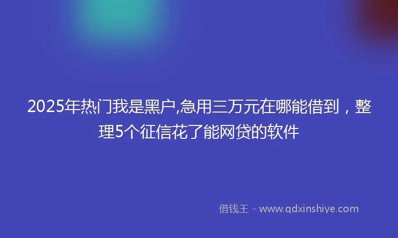 2025年热门我是黑户,急用三万元在哪能借到，整理5个征信花了能网贷的软件