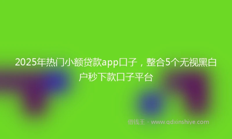 2025年热门小额贷款app口子，整合5个无视黑白户秒下款口子平台
