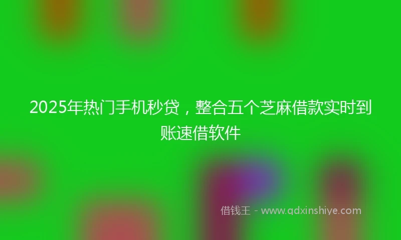 2025年热门手机秒贷，整合五个芝麻借款实时到账速借软件