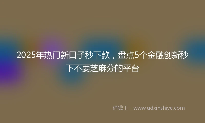 2025年热门新口子秒下款，盘点5个金融创新秒下不要芝麻分的平台