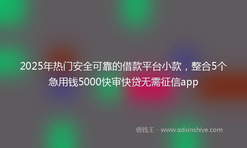 2025年热门安全可靠的借款平台小款，整合5个急用钱5000快审快贷无需征信app