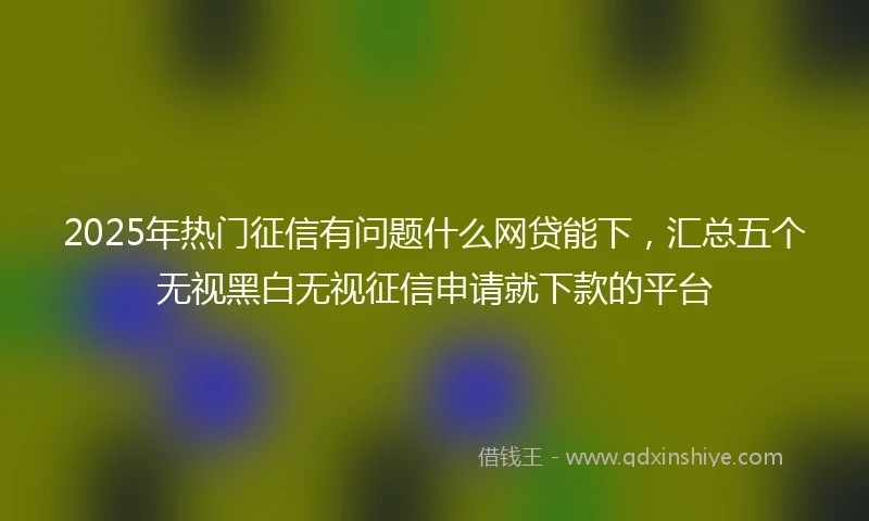 2025年热门征信有问题什么网贷能下，汇总五个无视黑白无视征信申请就下款的平台