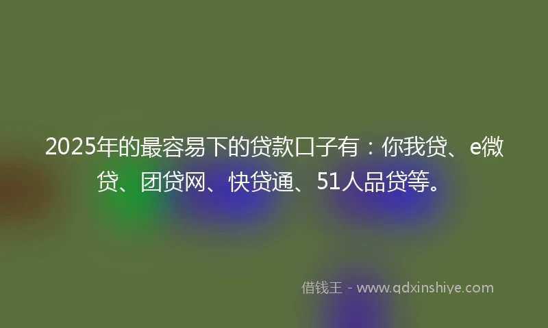 2025年的最容易下的贷款口子有：你我贷、e微贷、团贷网、快贷通、51人品贷等。
