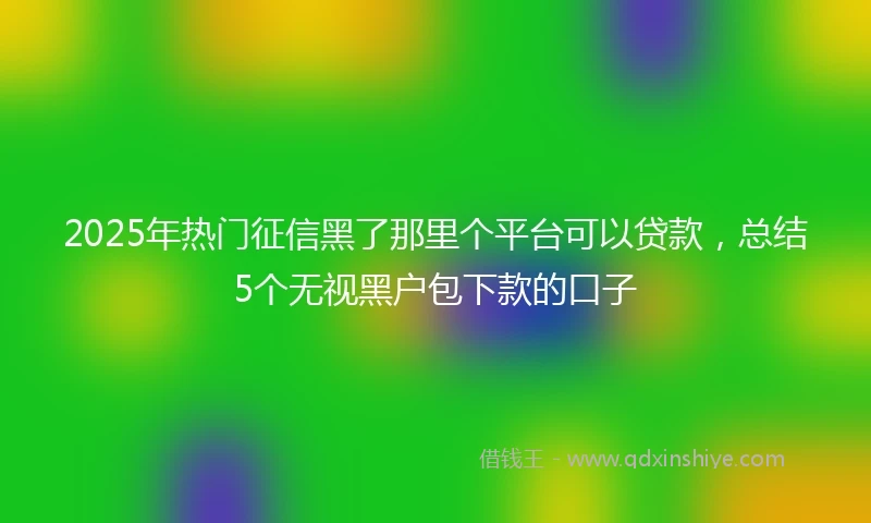 2025年热门征信黑了那里个平台可以贷款，总结5个无视黑户包下款的口子