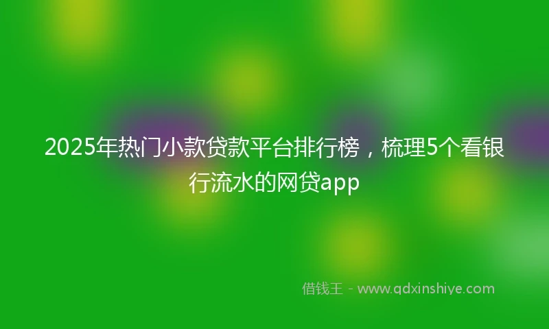 2025年热门小款贷款平台排行榜，梳理5个看银行流水的网贷app