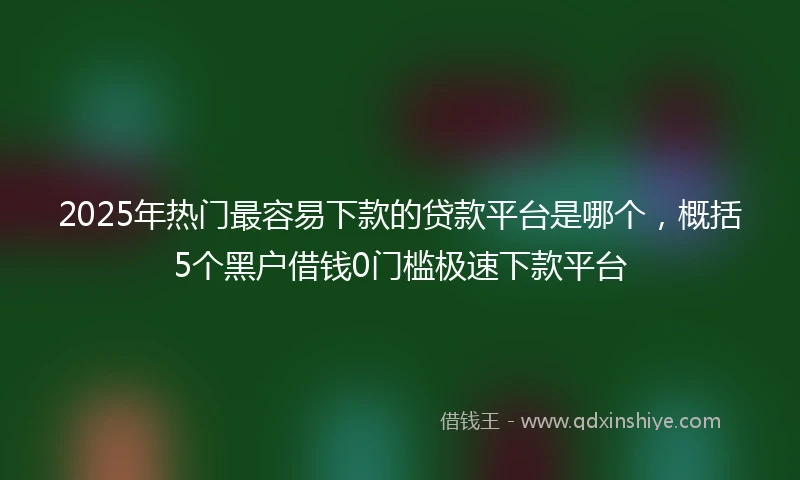 2025年热门最容易下款的贷款平台是哪个，概括5个黑户借钱0门槛极速下款平台