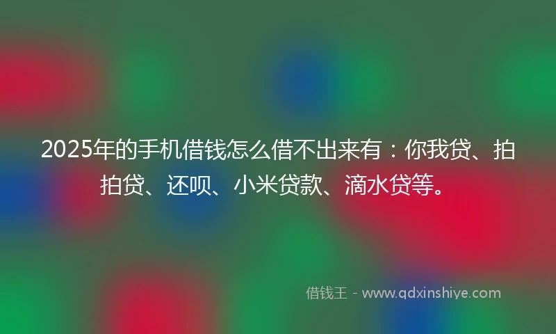2025年的手机借钱怎么借不出来有：你我贷、拍拍贷、还呗、小米贷款、滴水贷等。