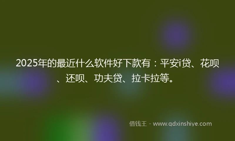 2025年的最近什么软件好下款有：平安i贷、花呗、还呗、功夫贷、拉卡拉等。