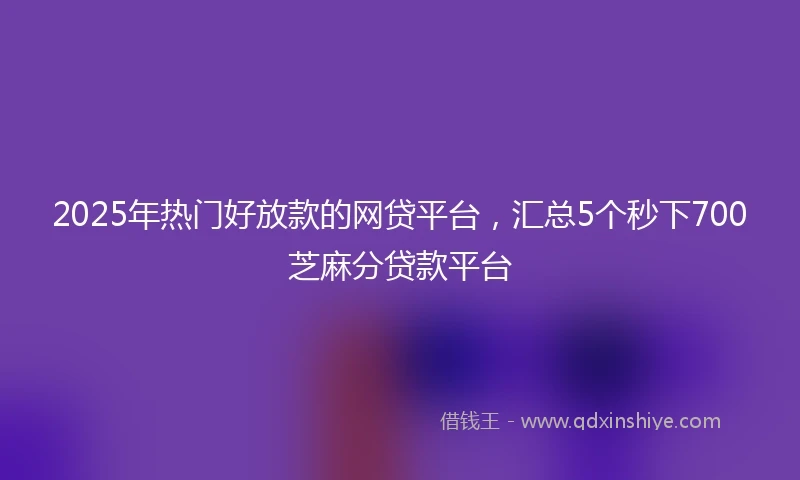 2025年热门好放款的网贷平台，汇总5个秒下700芝麻分贷款平台