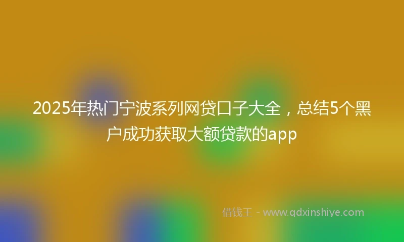 2025年热门宁波系列网贷口子大全，总结5个黑户成功获取大额贷款的app