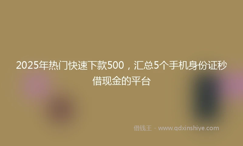 2025年热门快速下款500，汇总5个手机身份证秒借现金的平台