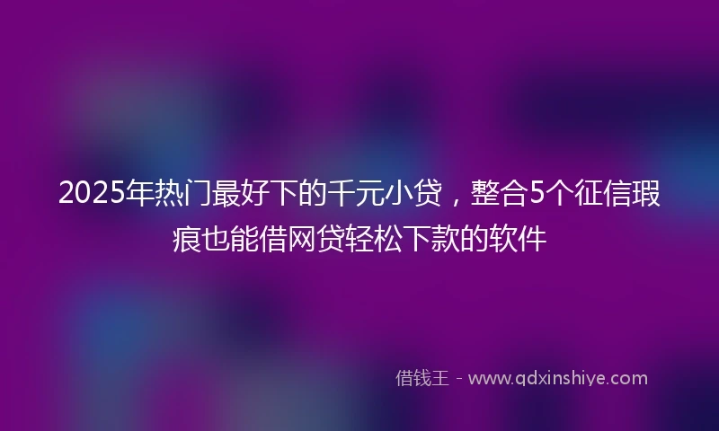 2025年热门最好下的千元小贷，整合5个征信瑕疵也能借网贷轻松下款的软件
