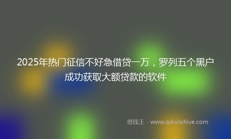 2025年热门征信不好急借贷一万，罗列五个黑户成功获取大额贷款的软件
