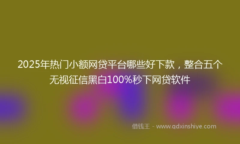 2025年热门小额网贷平台哪些好下款，整合五个无视征信黑白100%秒下网贷软件