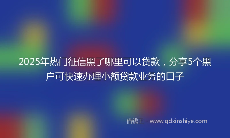 2025年热门征信黑了哪里可以贷款，分享5个黑户可快速办理小额贷款业务的口子